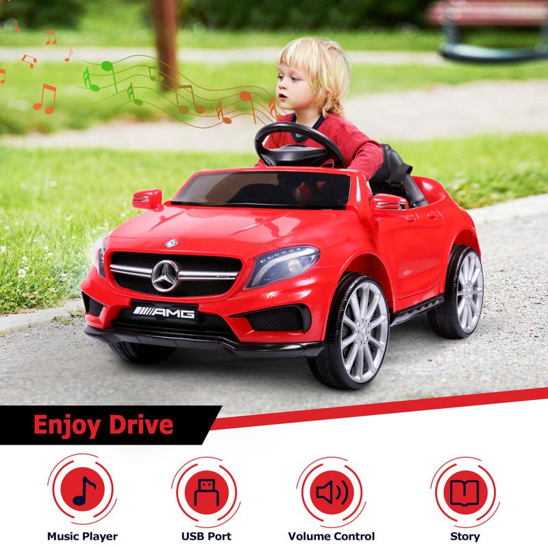 Tobbi Kids Battery Powered Ride on 6V Licensed Electric Mercedes Benz Car with Parental Remote Control MP3 LED Headlights USB Music for Children 3 8 years old Reviews Wayfair